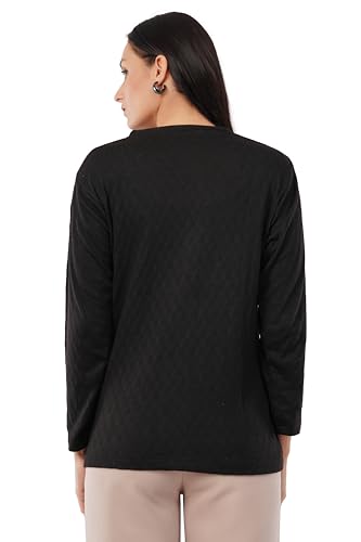 Image of Women Woolen Full Sleeve self Knit v-Neck Sweater Cardigan for Winter wear with Front Pockets Plus