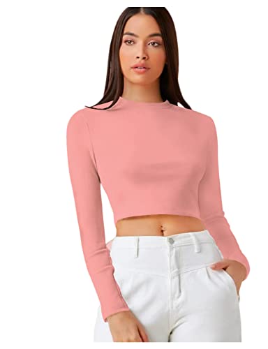 Image of Dream Beauty Fashion Women's Casual Round Neck Long Sleeves Stylish Crop Top - 17 inch Inches (Tee-Tally 02)