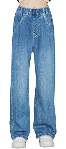 Jeans large bootcut pour filles de 5 à 15 ans avec taille élastique confortable