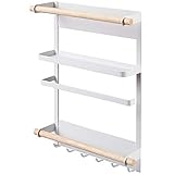 Gewürzregal: Das Gewürzregal besteht aus Kohlenstoffstahlfarbe, magnetischem Rückenregal und Küchenpapier und Handtuchhalter aus Gummiholz.