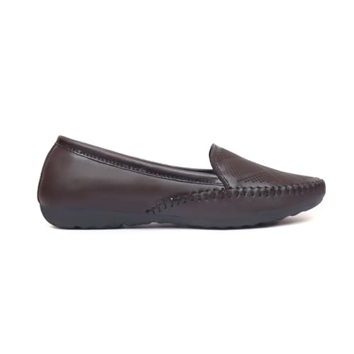 Image of Zoom Shoes Genuine Burnished Leather Brogue Bellies for Women and Girls ZVTR-01 | Ideal for Casual Events, Parties, and Ethnic Looks | Memory Cushioned Insole with Anti-Slip Sole