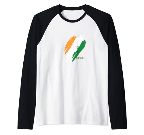 Flag India Raglan Baseball Tee, Black