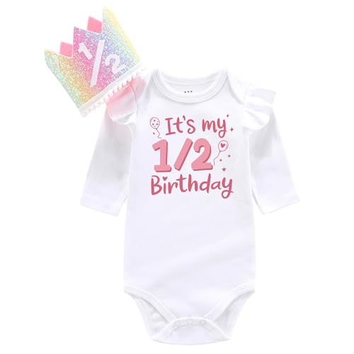 Baby half Birthday Girl It's My 6 month Birthday Happy 1/2 Rompers Half way to one set