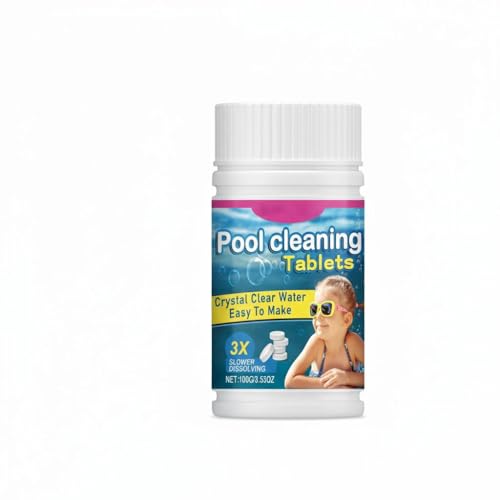 100PCS Chlorine Tablets for Swimming Pool and Spas Slow-Dissolving Long-Lasting Individually Wrapped Chlorine Tabs 1 Tablets for Every 135 Gallons (600 Litters) of Water