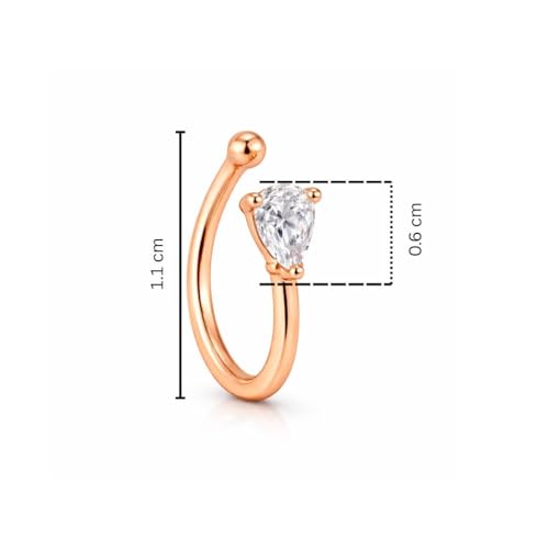 Image of Nilu's Collection Rose Gold American Diamond Non Piercing Nose Pin for Women | Elegant Flower Nose Stud | Minimal Clip-On Nose pin | Anti-Allergy | Anti-Tarnish | Office Wear | Daily Wear | office Wear | Non Piercing
