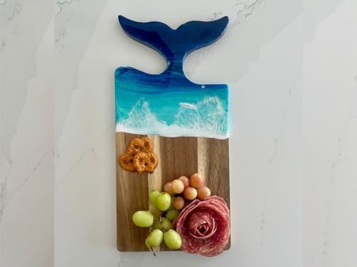 Tabla de cortar rectangular de madera con mango cola de ballena miniatura 2