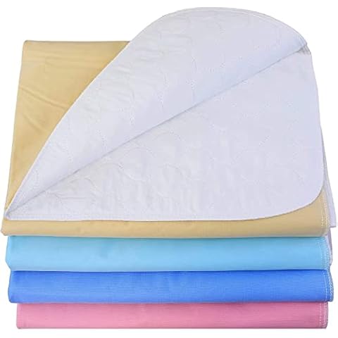 4 Pack - Heavy Weight Soaker 34x36 Waterproof Reusable Incontinence Underpads / Washable Incontinence Bed Pads - Pink and Blue - Great for Adults, Kids and Pets -- 9oz Soaker Cover