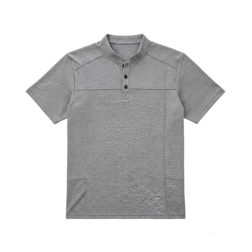 T-shirt Henley homme en coton ample et confortable à manches courtes