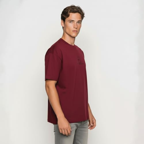 Image of Van Heusen Men's Premium Cotton Oversized Drop Shoulder Brand Logo T-Shirt