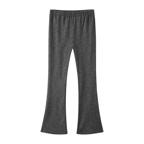 duxyoz Girl's Flare Leggings - High Waisted Bootcut Yoga Pants for Kids Teen,Cotton,Stretchy,School Uniform Pants,Bell Bottom Dark Grey 7-8 Years