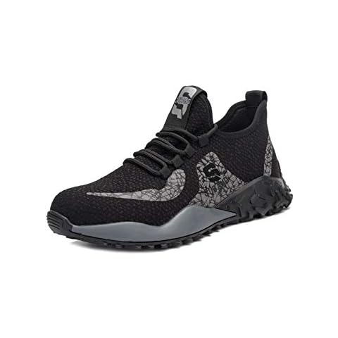 Letuwj Unisex Lightweight Steel Toe Shoes Safety Indestructible Lightweight Breathable Sneakers Black+Gray 47/UK 10 Cover