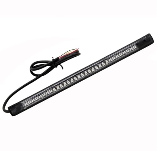 BLUERICE Universal Motorcycle Tail Light, Motorcycle Tail Brake Stop Turn Signal Light, 48LED 8” Flexible Strip License Plate Lights (Amber/Red)