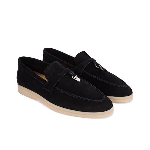 Image of Women's Summer Stroll Charms Premium Designer Suede Leather Loafers Shoes
