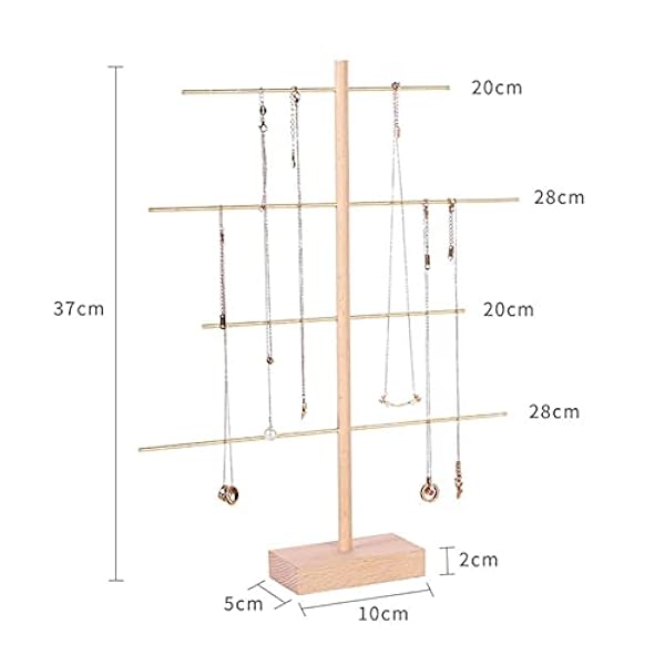 Sieradendisplay Sieraden Organisator Earring Display Stand Beech oorbellen Opslag Multi-laag kettinghouder, sieradenboom for oorbellen, lange kettingen, armbanden en ringen Sieraden houder