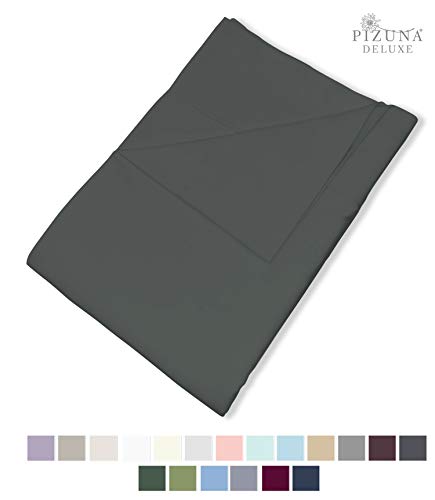 600 Thread Count Cotton Flat Sheet Queen Size Dark Grey 1pc, 100% Long
