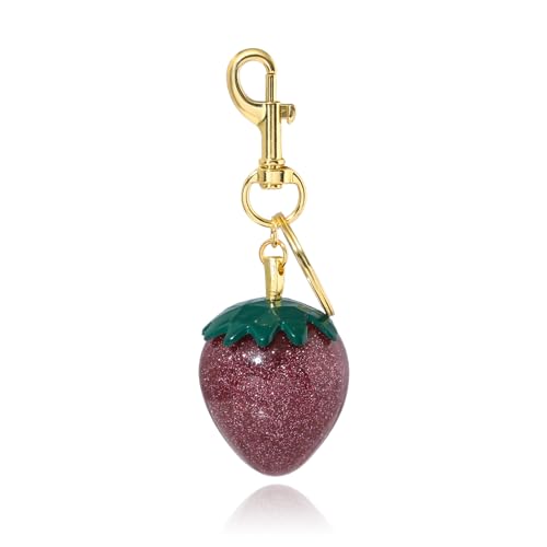 Image of Fruit Bag Charm Keychain - Gold Key Chain, Cute Purse Handbags Accessories - Beautiful Gift for Women