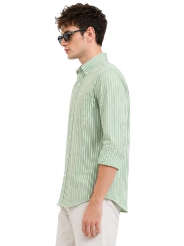 Image of Youth First Men's Cotton Blend Casual Shirt | Regular Fit Solid Full Sleeve Button Down Collared Shirts | Comfortable Formal Office Business Casual for Men