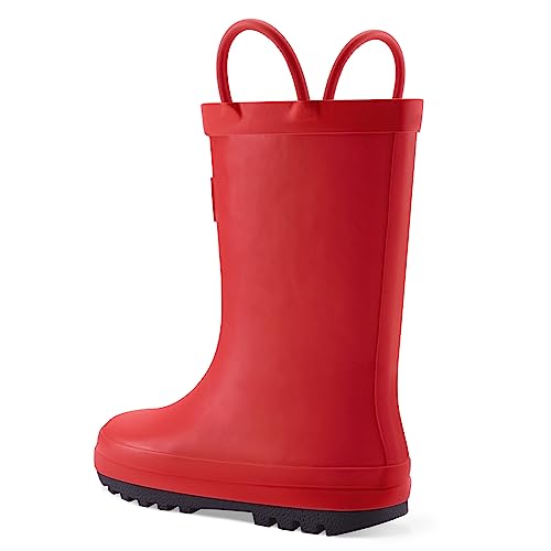 Image of mysoft Kids Rain Boots for Girls Boys Toddler Waterproof Rubber Cute Printed with Easy-On Handles