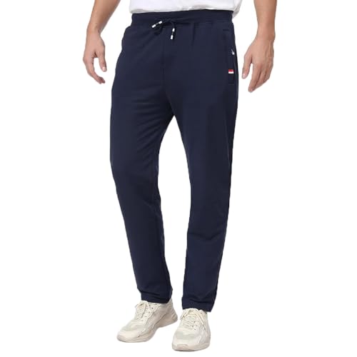 JustSun Mens Jogging Bottoms Slim Fit Casual Joggers Bottoms Sports Trousers with Elastic Waist Drawstring Zipper Pockets Blue UK 2X-Large - Image 3