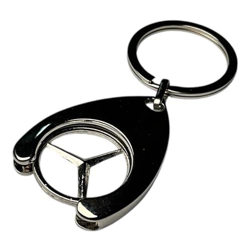 Mercedes Original Schlüsselanhänger mit Einkaufswagenchip, verchromt, TOP Qualität