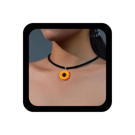 Ximdble Gargantilha de couro de camurça preta vintage colar de resina com pingente de girassol acrílico colar gargantilha de couro preto joia feminina, Zinco, Sem Pedra Preciosa