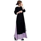 [Ｍｉｎｅｓａｍ] ロング丈 ワンピース レディース 秋冬 セットアップ レディース 長袖 ワンピース 無地 通勤 お呼ばれ (パープル,Free)