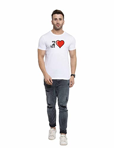 Image of Love Printed T-Shirt for Men and Women Alphabet with Love Heart Graphic Printed T-Shirt Half Sleeve T-Shirt