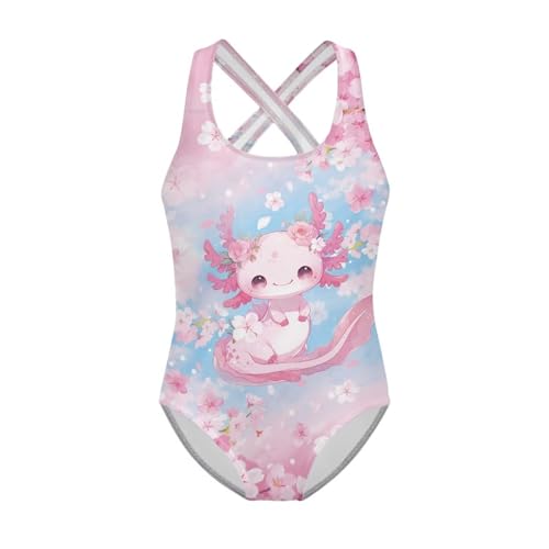 Image of Xpyiqun Swimsuit for Girls One Piece Bathing Suits Size 5-14 Sleeveless Swimwear Cross Shoulder Strap Swimming Wear