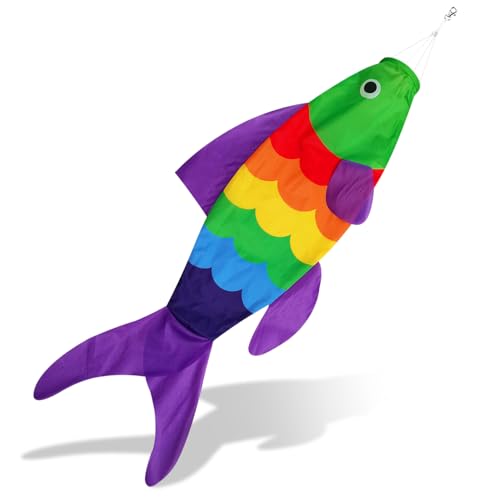 THQZLH Rainbow Fish Windsock: Wind Socks for Outside Heavy Duty Adding Color and Joy to Any windsocks Outdoor Space