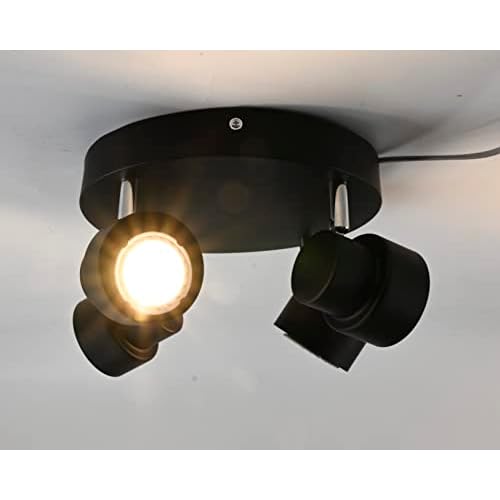 8.4" 4-Light Multi-Directional Ceiling Spot Light - Matt Black，Pivoting Track Heads,Come with 4 GU10 Bulbs (90CRI 3000K Dimmable),Hardwired
