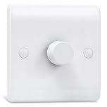 Dimmer Light Switch, Single Wall Dimmer Switch for LED, Halogen & Incandescent Bulbs, Trailing Edge Technology 1 Gang, 1Way/2 Way Rotary Switch (3-100W)