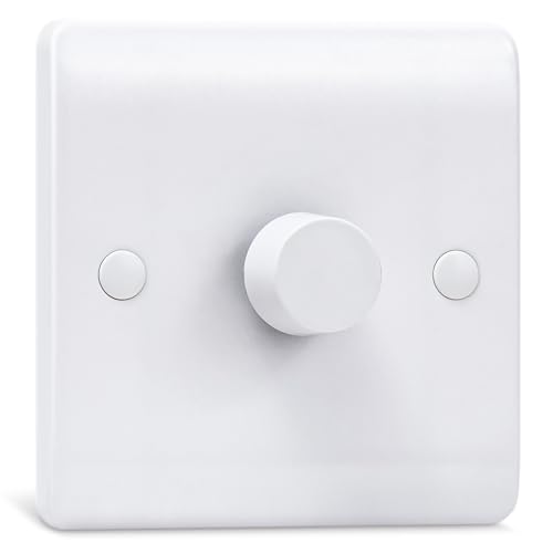 Dimmer Light Switch Single Wall Dimmer Switch for LED Halogen & Incandescent Bulbs Trailing Edge Technology 1 Gang 1 Way/2 Way Rotary Switch (3-100W)