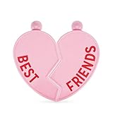 Blush Bestie Pink Flasks - Heart-Shaped Wine Liquor Ladies Flask, Plastic Liquor Bottles, Purse Flask for Liquor for Women, Wine Accessories for Friends - 3 oz, Set of 2, Pink