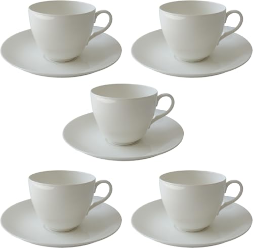 軽い コーヒーカップ ソーサー 5客 セット 薄い 軽量 満水200ml 約90g 電子レンジ可 食洗機対応 日本製 美濃焼