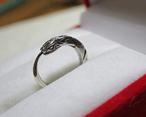 Ouroboros earring for men sterling silver white or black 0.5 inch (10/12/14 mm) FREE SHIPPING handcrafted men earring