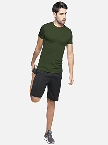 Image of BULLMER Solid Cotton Blended Half Sleeve Round Neck Tshirt for Men