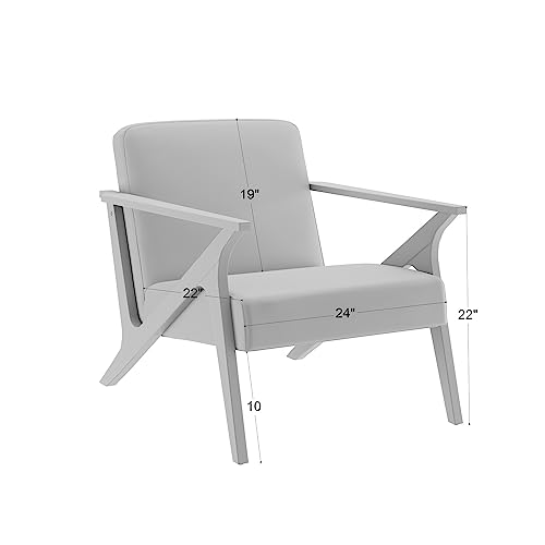 Sillón tapizado beige estructura madera miniatura 3