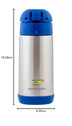 Image of Stephen Joseph Double Wall Ss BottleSnack - BPA, Phthalate and PVC-free, Easy Open with Snack Compartment, Leak-Proof Water Bottle with Cute Design for Girls & Boys (TRANSPORTATION)