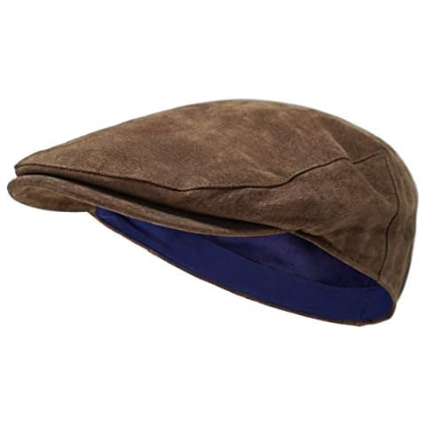 Borges & Scott The Tanner - Leather Flat Cap - Soft Pigskin and Cotton Lined Cap - Earth Brown - 62cm Cover