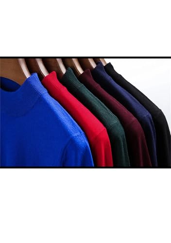 Men Solid Color Short Sleeve Half High Collar Sweater Casual Slim Knitted Pullover2