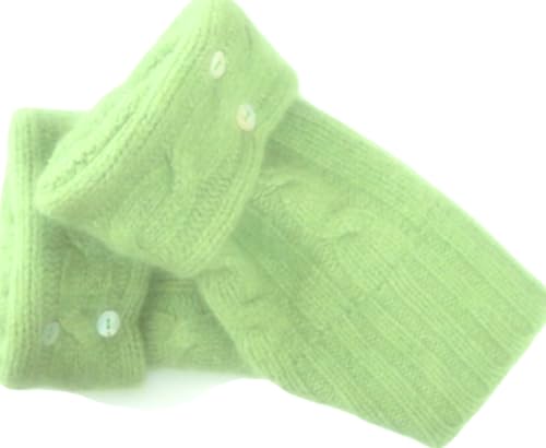 Fingerless Gloves Green Medium - Large M - L 100% Merino Wool Knit Women's Arm Warmers Texting Cable Cuffs Handmade Free Shipping