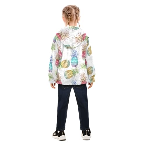 OTVEE Colored Pineapple Fruits Kids Hoodie Jacket Fall Spring Full Zip Warm Outwear Coat4