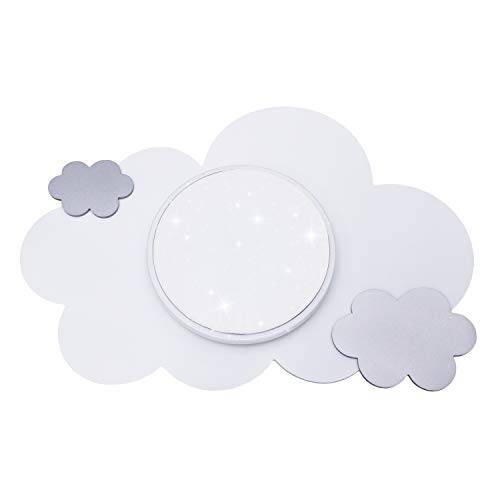 Preisvergleich Produktbild Elobra Wandlampe Kinderzimmer "Wolke Starlight-Effekt" / Tolle Wolkenlampe mit LED Sternenhimmel als Nachtlicht, Babylampe, LED Wolke, Farbton einstellbar, Echtholz, Made in Germany