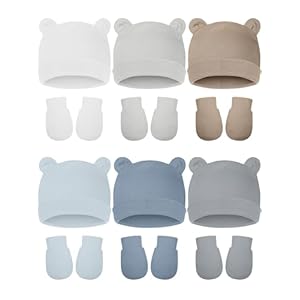 Geyoga 12 Pieces Newborn Hat Mitten...