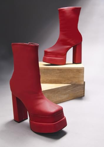 Image of SilverArrow Classy Trendy Comfortable ankel Length Block Heel Zipper Boots for Womens & Girls