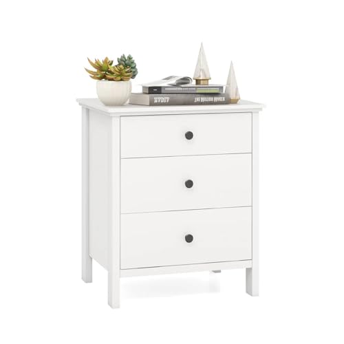 KOMFOTTEU Mesita de Noche con 3 Cajones