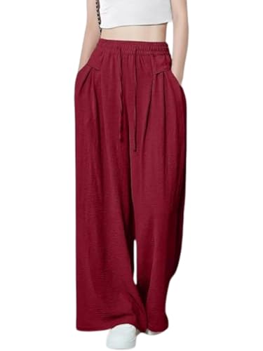 Image of GRECIILOOKS High Waist Polycotton Trousers for Women - Flared Parachute Pants with Side Pockets | Casual Travel Cargo Pants (Available in Plus Size and Value Pack)