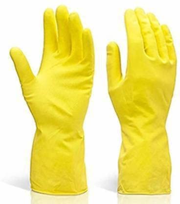 Garden craft Yellow Cleaning Gloves Reusable Rubber Hand Gloves set of 1 Gardening Shoulder Glove Dish washing gloves-image-18