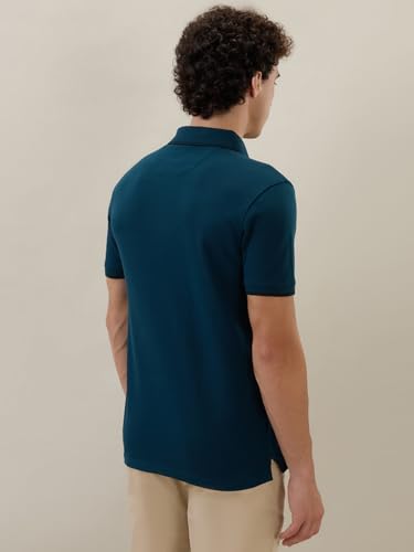 Image of Park Avenue Men Slim Fit Solid Pattern Cotton Polyester Blend Half Sleeve Polo Neck Casual T-Shirt