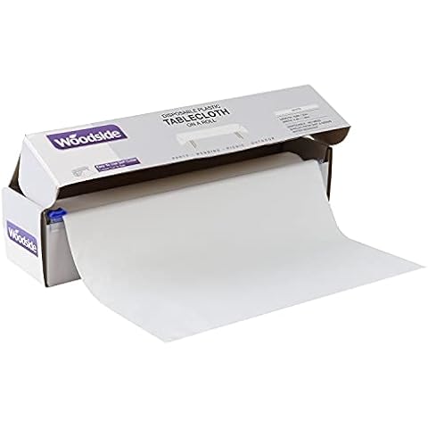 Woodside Disposable Plastic Table Cloth Roll for Parties, Barbecues, Events etc, 33m x 1.35m, White Cover
